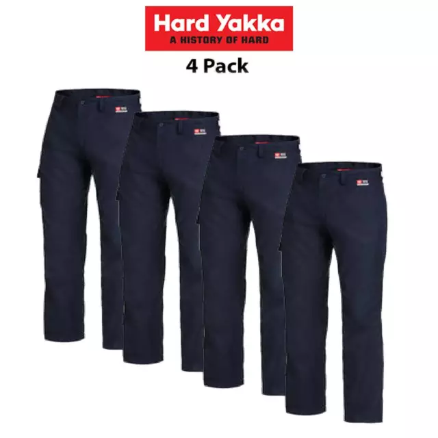 HARD YAKKA MENS 4 Pack Flame Resistant Tough Work Safety Cargo Pants ...