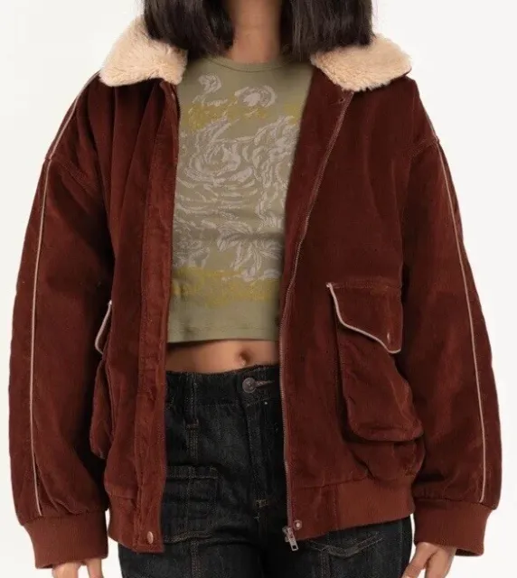 BDG URBAN OUTFITTERS Women’s Brown Corduroy & Sherpa Jacket Oversized ...