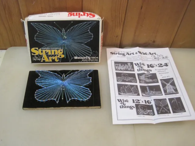 1977 Mid Century  Wire & String Art Kit #5804 5" x 8"  Butterfly  B6460