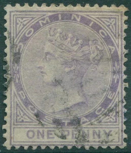 Dominica 1874 SG14 1d lilac QV crown CA wmk FU
