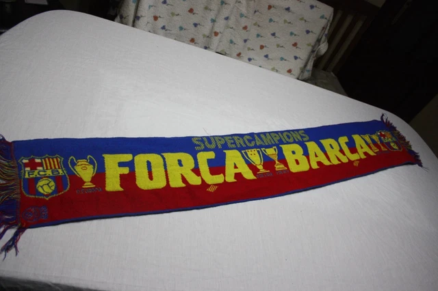 Écharpe Vintage FC Barcelone – Força Barça – Super Campions – Occasion