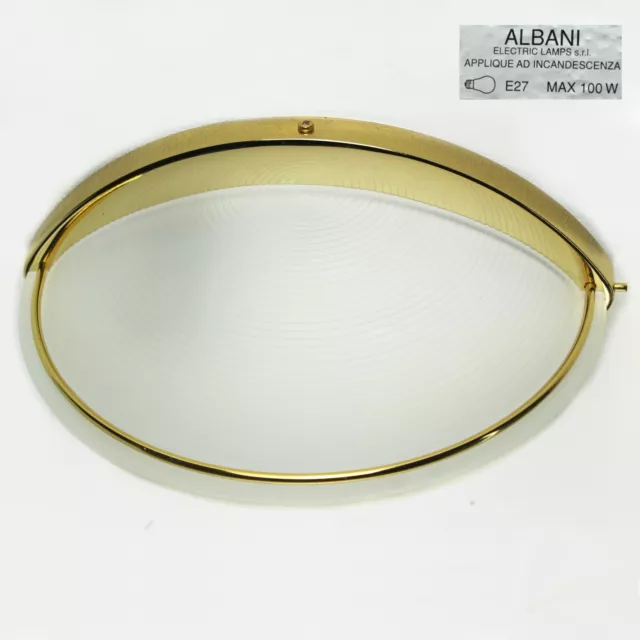 Lampada da parete applique mezzaluna in vetro satinato ALBANI modernariato oro