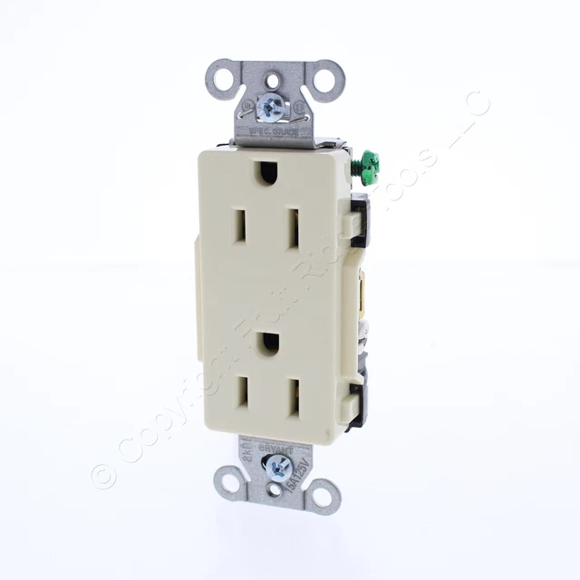 Hubbell Almond Decorator Receptacle Outlet 5-15R 15A Straight Commercial DRS15AL