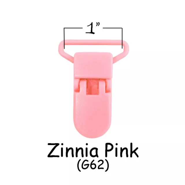 25 KAM Plastic Paci Pacifier - Suspender / Bib Holder Clips - 1" Zinnia Pink