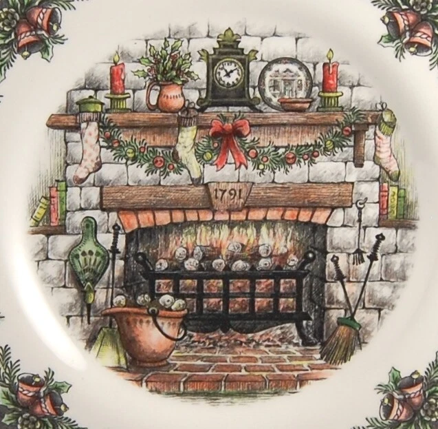 Royal Stafford Christmas Eve Salad Plates New fireplace set/2 england
