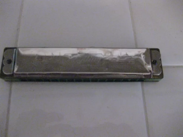 5" 16 hole Schylling Fun To Play Harmonica With Bright Green Sides Made In China