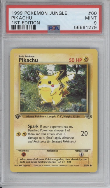 PSA 9 1st Edition Pikachu Jungle Gem Mint Pokemon Card #60