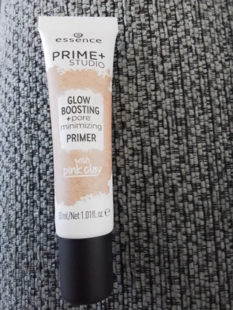 Essence Prime + Studio Glow Boosting + Poro Minimizing Primer 30 ml + arcilla rosa