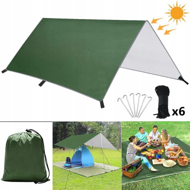 Camping Tarp Shelter 3x3m Lightweight Tarpaulin Waterproof Tent Awning Canopy