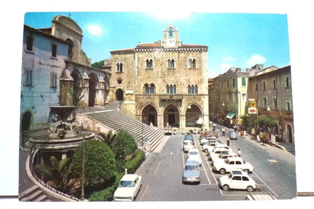 Priverno (Latina) Vecchia Cartolina A Colori Piazza Vittorio Emanuele