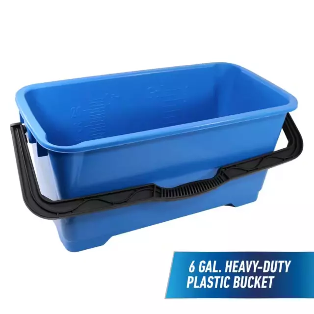 6 Gal. Heavy-duty Plastic Bucket Unger Professional Heavy Duty Blue