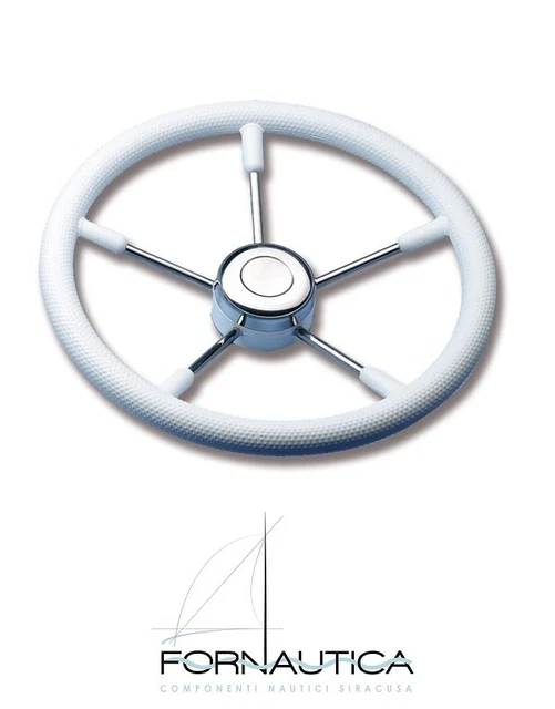 Volante Ruota Timone 5 Razze Inox E Poliuretano Ø350 Mm - Per Barca Gommone