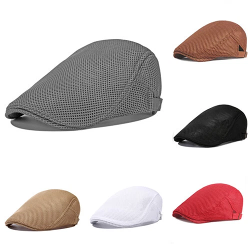 Herren Schiebermütze Barett Gatsby Cabbie Zeitungsjunge Mesh Flatcap Hut Sommer