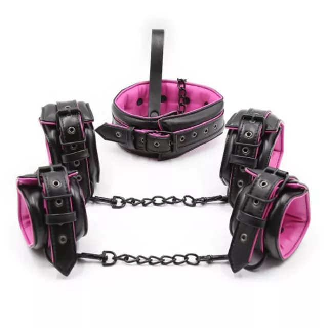 BONDAGE kit imbottito sadomaso cavigliere collare manette guinzaglio intimo donn