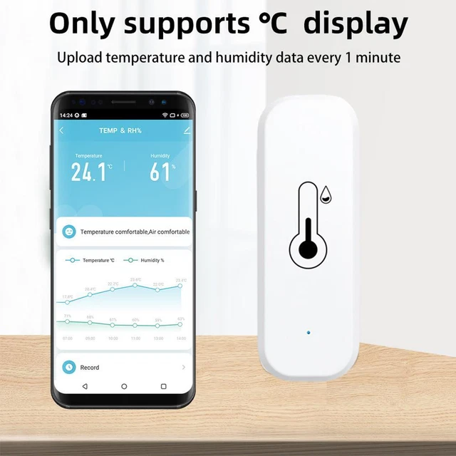 Dytabepl Tuya ZigBee Smart sensore di temperatura e umidità, mini igrometro termometro interno esterno, sensore wireless di temperatura e umidità, funziona con l'app Tuya