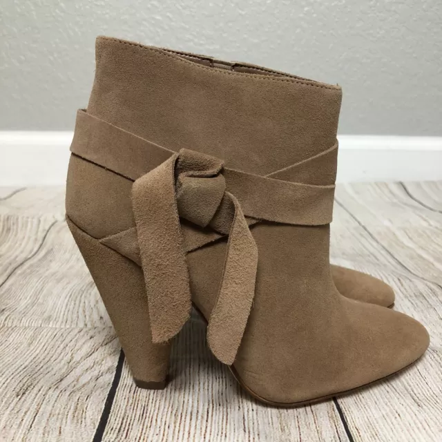 NWOB Nine West Acesso Tan Suede High Heel Ankle Boots Booties 6