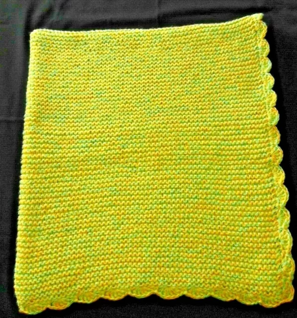 Babydecke <> Kuscheldecke <> Gelb/Grün <> Gr. 110x120 cm <> Handgestrickt <> NEU