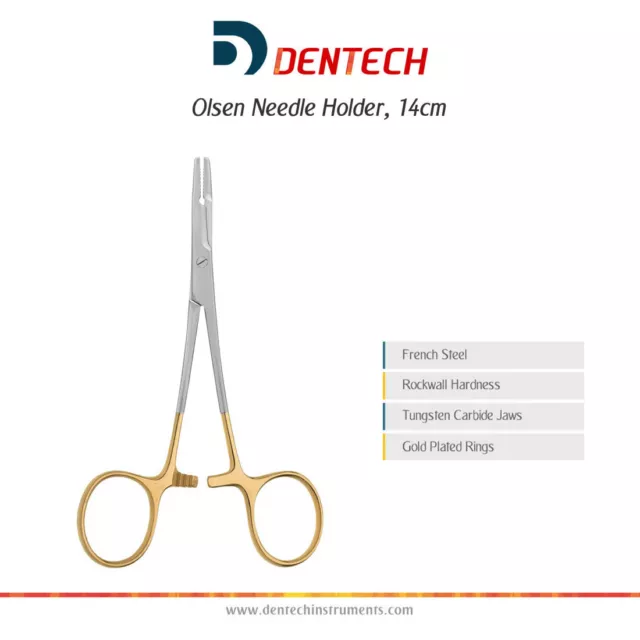 OLSEN HEGAR NEEDLE HOLDER TUNGSTEN CARBIDE FORCEPS SURGICAL DENTAL VET 14 cm CE