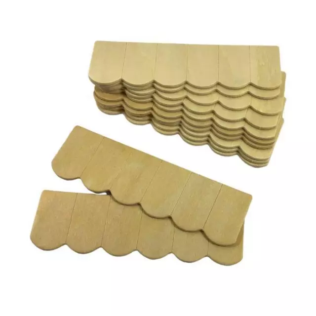 Dollhouse Fish Scale Wooden Shingle Strips Unfinished Roofing Tiles Pack of 12