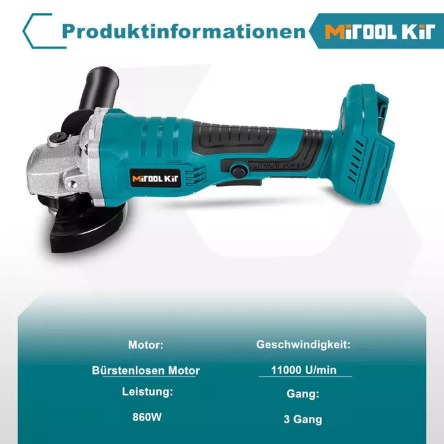 Akku Winkelschleifer 18V 125mm Trennschleifer Schleifmaschine Flex v Für Makita 3