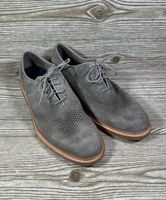 COLE HAAN WASHINGTON Grand ØS Wing Tip Suede Oxford Shoes Perforated ...