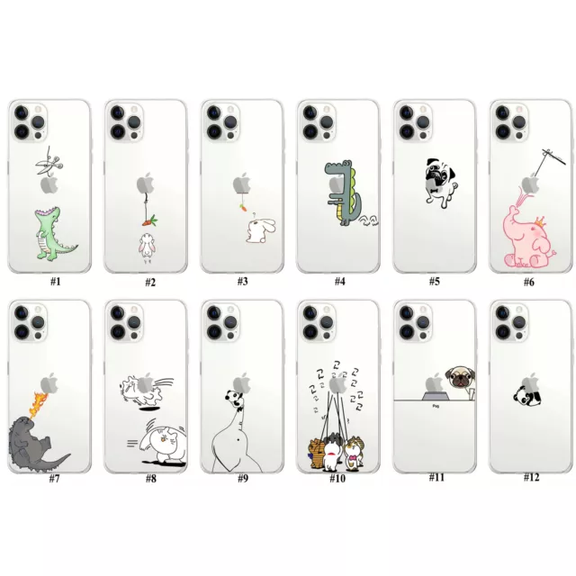Funny Logo Cartoon Animals Soft TPU Case Cover For iPhone 15 14 13 12 Pro Max XR 2