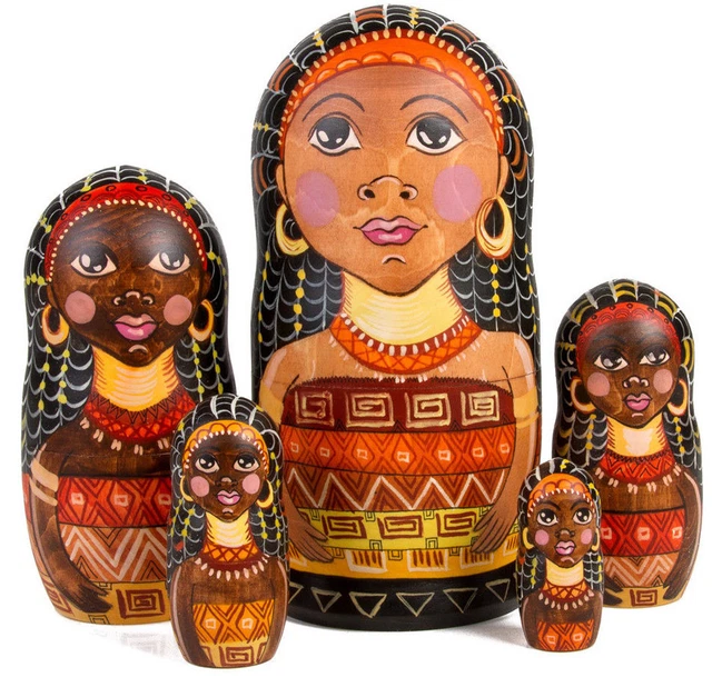 AFRICAN QUEEN NESTING Doll Black Girl Black Women Figurine African Art