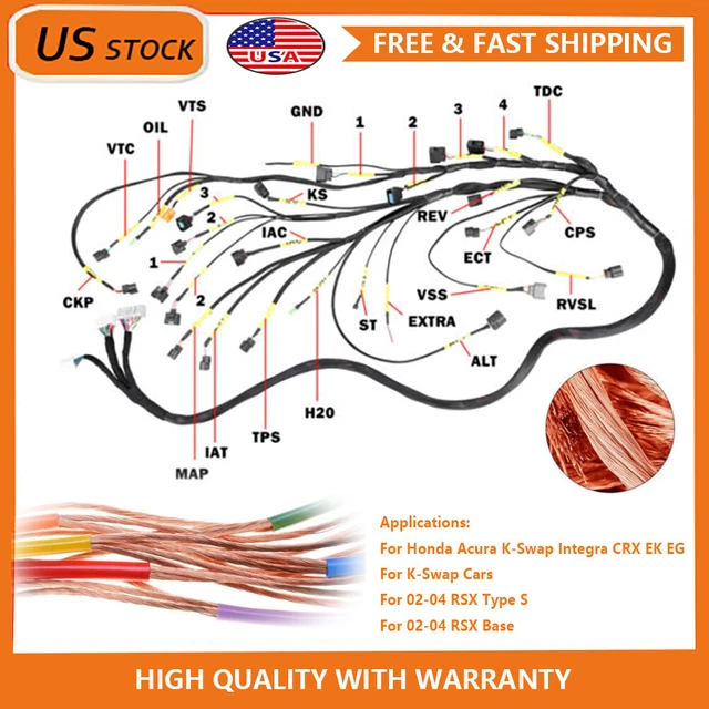 K20 K24 K-Series Tucked Engine Harness For Honda Acura K-Swap 2002-04 RSX Type S