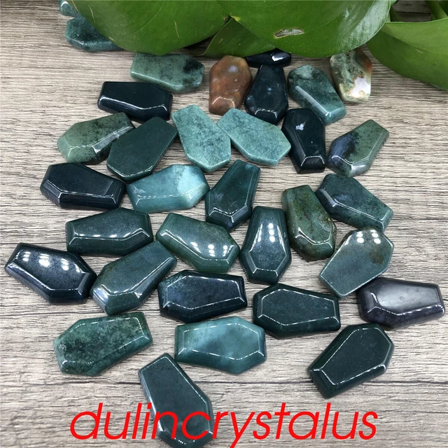 20pcs Natural Indian Agate Coffin Quartz Crystal Carving Reiki Healing Decor Gem