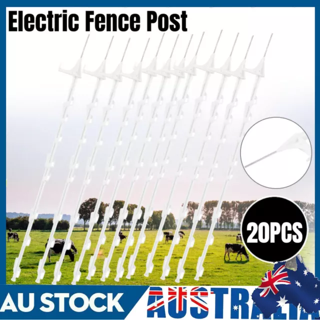 20× Electric Fence Posts Tread In Posts 8 Wire Tape Electric Fence Post 106cm AU