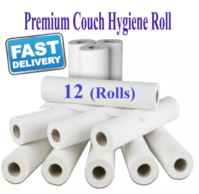 White 2 ply Couch Hygiene Rolls Medical Roll Bed perforated 50cm wide 12 rolls