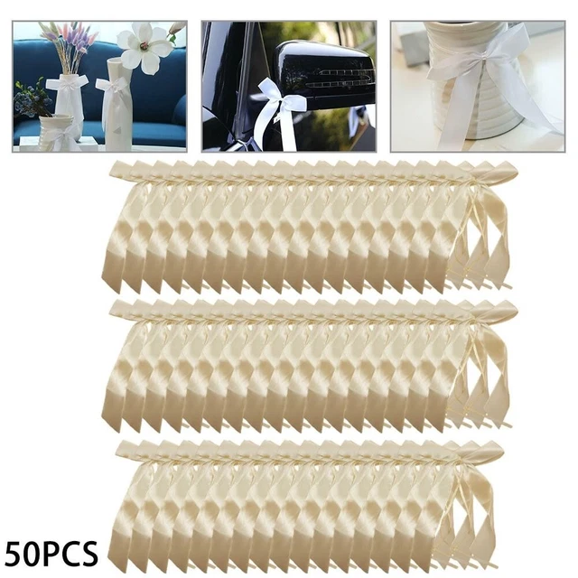 Moño de antena bucles 50 piezas arco beige para boda novia coche cinta arcos coche