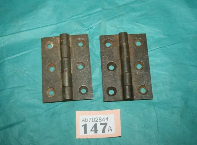 Cast iron Door Hinges Vintage Antique Pair Of 3" ref 147A