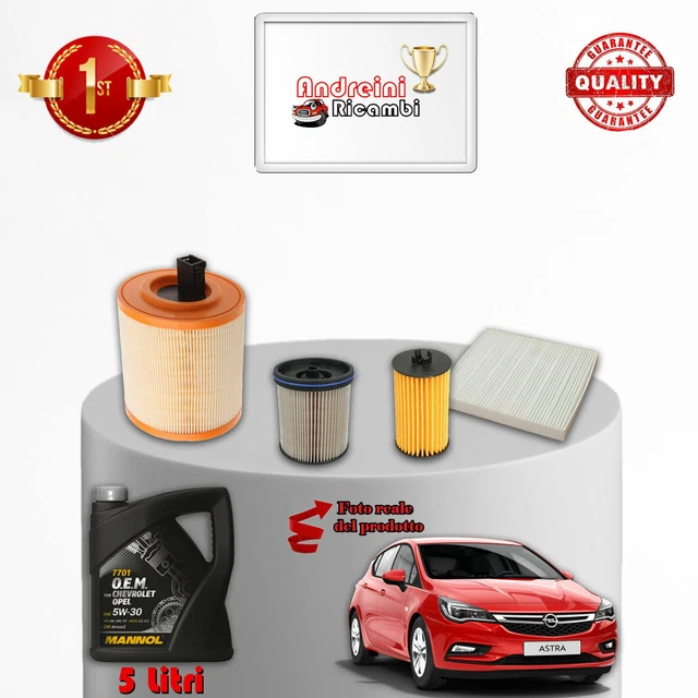 Kit Tagliando Opel Zafira B 1.9 CDTi 120CV - Filtri + Olio 5L, Compatibile Dal 2005