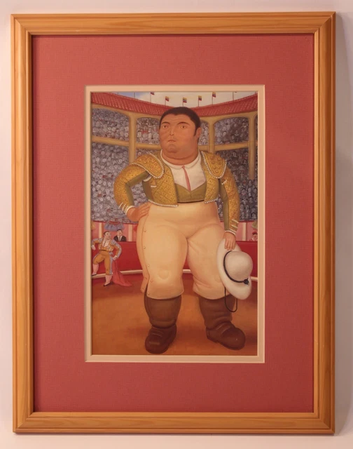 VTG Fernando Botero Spanish Bull Fighter Matador Framed Matted Print Art Latin