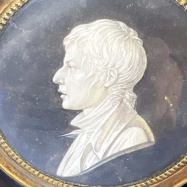 sublime peinture miniature, aquarelle sur papier, portrait, début XIXe