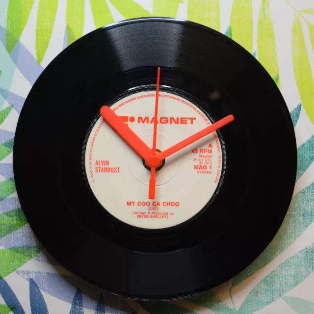 Alvin Stardust "My Coo Ca Choo" Retro Chic 7" Vinyl Record Wall Clock.