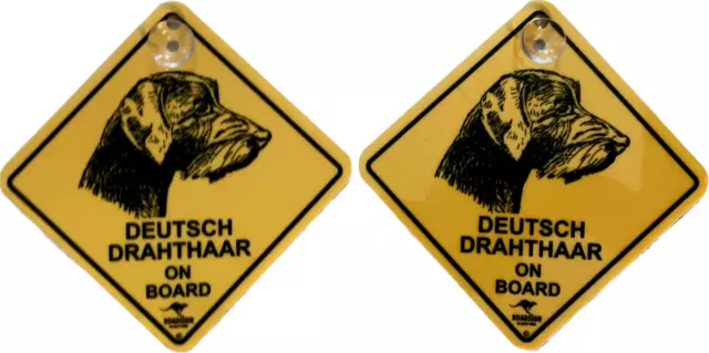 2 piezas 12 cm señal de tráfico + ventosa pelo de alambre alemán señal de advertencia perro