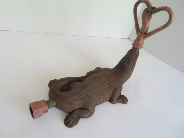 Antique/Vintage Cast Iron Alligator Sprinkler Collectible Figural Garden Decor