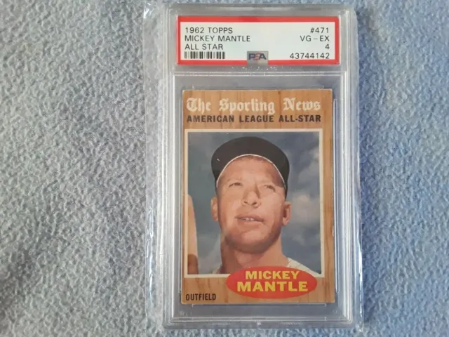 Mickey Mantle 1962 Topps All Star Baseball Trading Card #471 - PSA 4 - MLB