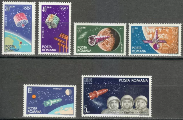 Romania 1964 MNH Mi 2369-2374 Sc 1711-1716 Space Satellites Syncom 3,Ranger 7 **