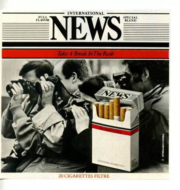 1981 : 20 Cigarettes filtre : International News (publicity, advertising)