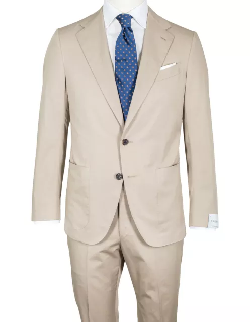 Caruso Anzug in graubeige mit aufgesetzten Taschen aus Baumwolle RegEUR1690