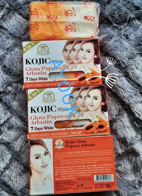 Kojic Gluta Papaya Arbutin Soap (4 in 1).  7 Days  White Result. 1 Bar