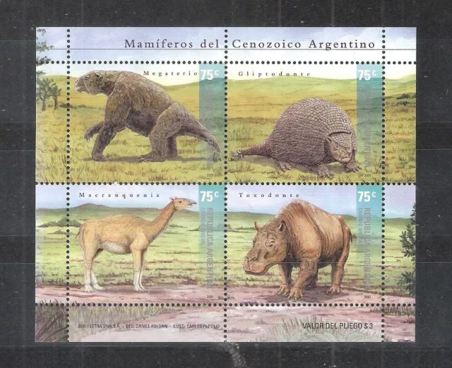 Argentinien Block 73 2001 pf. Prähistorische Tiere