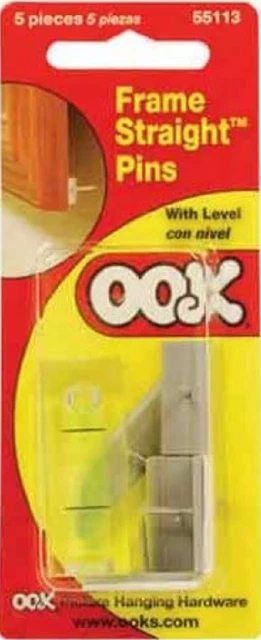 OOK 535644 Framestraight Pins with Bubble Leveler, Picture Frame Leveler 36 Pack