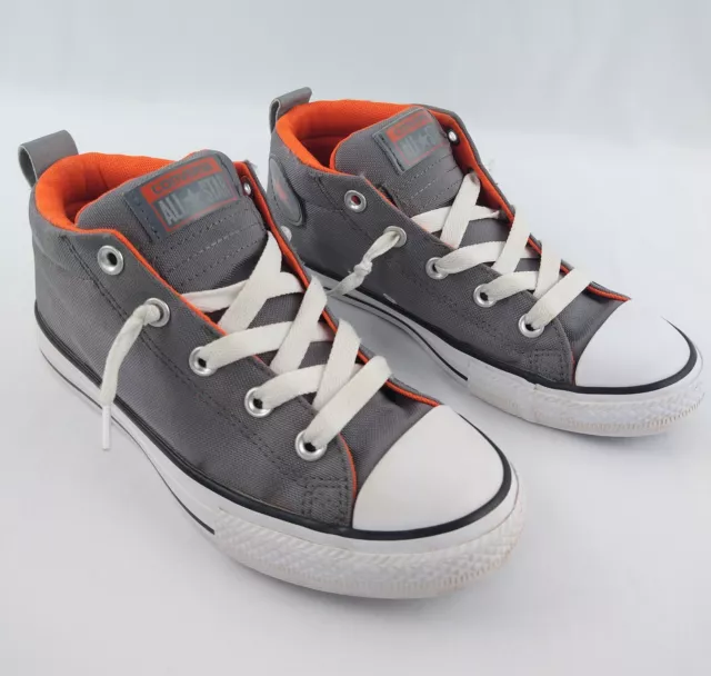 Youth Size 4 Converse All Star Chuck Taylor Mid Top Big Kids Gray Orange Slip On
