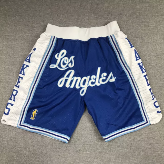 Adults Retro Los Angeles Lakers Basketball Shorts Stitched S-2XL NEW