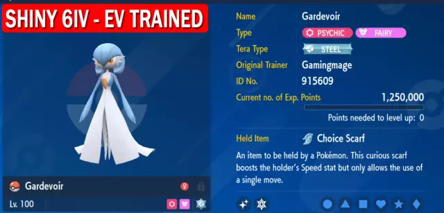 x2 ✨SHINY✨or Not GARDEVOIR + GALLADE 6IV BATTLE-READY POKEMON SCARLET and  VIOLET