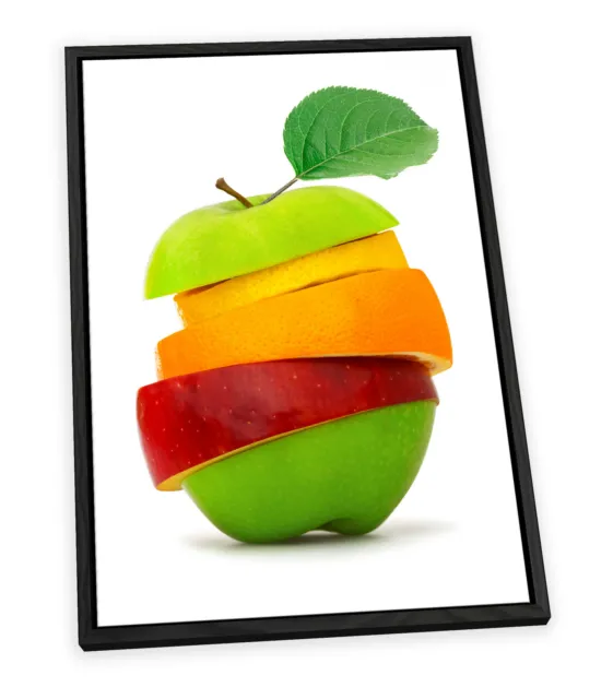Apple Fruit Slices Kitchen CANVAS FLOATER FRAME Wall Art Picture Print